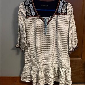 THML Cream and Black Embroidered Blouse